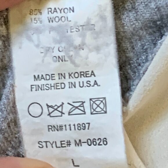 213 Michelle Kim Tank Top L Gray Rib Knit and Fringe Lace 30C - Picture 7 of 7